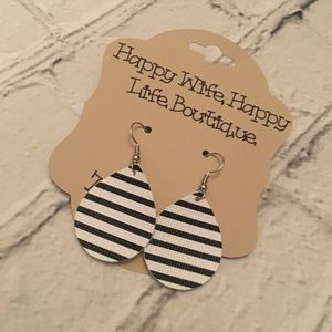 stripped faux leather earrings